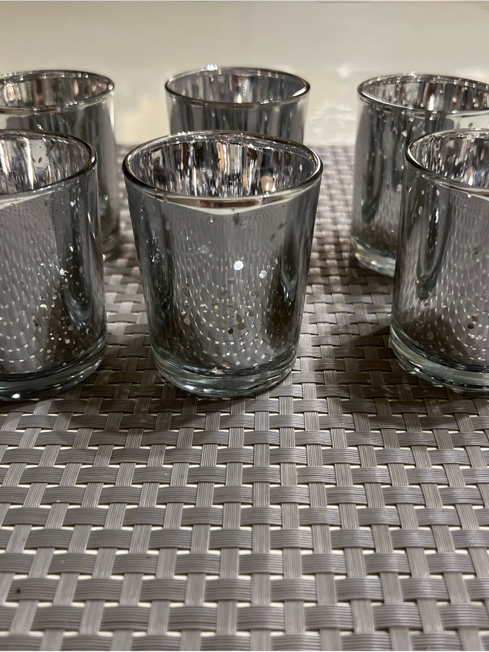 Set of 6 Silver Mercury Glass Votive Holders - Picture 2 of 4